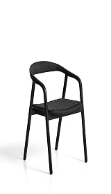 Уличный стул Derile из массива дуба и веревки в черной отделке