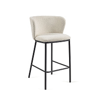 Полубарный стул Ciselia из белой ткани букле и черного металла 65 см