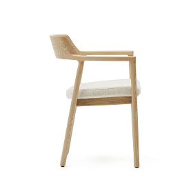 Стул Alocs из бежевой синели из массива дуба с натуральной отделкой FSC Mix Credit (съемный чехол)