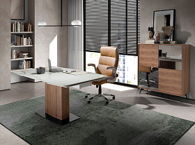 Вращающийся офисный стул 4141/MLM611396 из коричневой экокожи