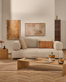 2-местный диван Compo из шенилла цвета экрю с бежевым каркасом, 200 см