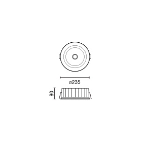 Встраиваемый светильник KOBO белый 25W 2700K CRI90 UGR<19 60° IP65