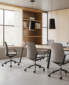 Стул с сетчатой спинкой Exa с 5-спицевой алюминиевой поворотной основой на роликах + газлифт