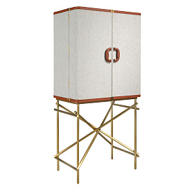 Высокий буфет 3272 из ткани, ореха и полированной золотистой стали