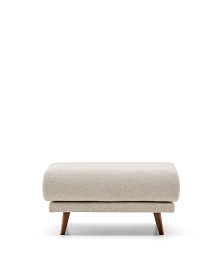 Пуф для ног Karin из бежевой синели с ножками из бука в отделке орех, 90 x 70 см