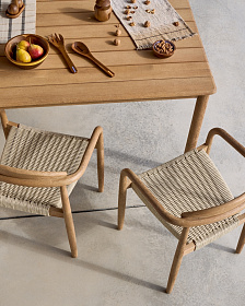 Уличный стул Nina из 100% массива акации и веревки цвета экрю