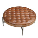 Круглый журнальный столик 2147 из темно-коричневой кожи