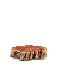 Журнальный столик Tavine из массива акации с выбеленной отделкой, с колесами Ø65 см