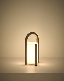 Портативная настольная лампа Leros из полиэтилена и стали бежевого цвета