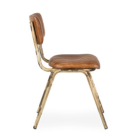 Стул с кожаным сиденьем Romina с белыми ножками