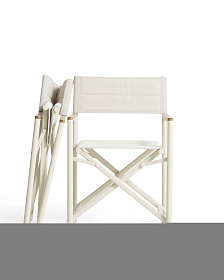 Складной уличный стул Tisno из алюминия цвета экрю и текстиля цвета экрю
