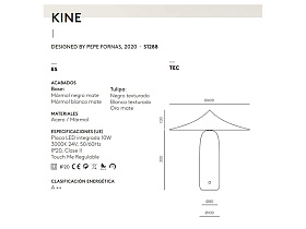 Настольная лампа Kine черный мрамор -  черный металлический абажур