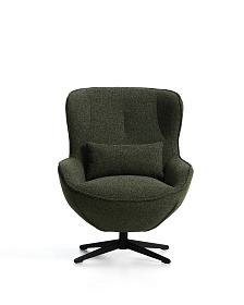 Поворотное кресло Sorile из темно-зеленой синели