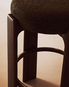 Granite Барный табурет из зеленого шенилла и массива ясеня в отделке орех 75 см