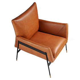 Кресло 5091/KF-A002-M2851 кожаное с черными стальными ножками