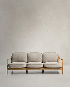 Уличный 3-х местный диван Elunda из тикового дерева и бежевой веревки