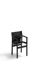 Стул Jan из переработанной кожи черного цвета и ясеня в черном цвете