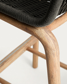 Уличный барный стул Alipa из акации и веревки темно-серого цвета, 75 см