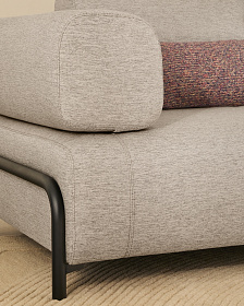 2-местный диван Compo серо-бежевого цвета с чёрным металлическим каркасом, 200 см