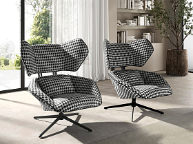 Вращающееся кресло 5142  из ткани черного и белого цвета