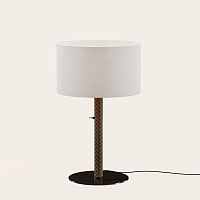 Настольная лампа Coco S1342 черный металл/коричневая кожа с абажуром 801011/35