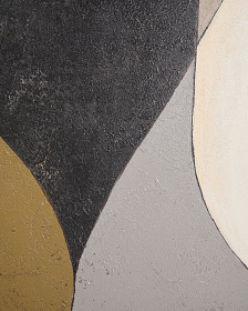 Абстрактный холст Marvilo серо-горчичного цвета 120 x 200 см