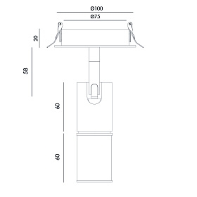 Встраиваемый потолочный светильник Hara черный металл, коричневая кожа