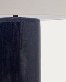 Toneric Настольная лампа керамическая с синей отделкой, хлопковым абажуром