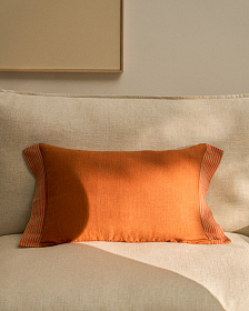 Чехол для подушки Disea из льна оранжевый с полосками, 40 x 60 см