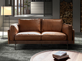 Диван 2-местный 6222 SL из табачно-коричневой кожи
