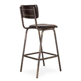 Барный стул Romina из черной кожи с серыми ножками