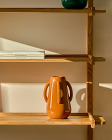 Ваза Odra из коричневой керамики с глянцевой отделкой, 25,5 см