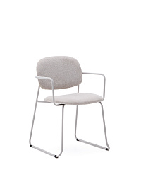 Стул Meli из бежевого шенилла с бежевой металлической структурой