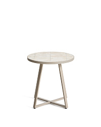 Уличный столик Tella из бежевой стали с бежевой плиткой 45 см