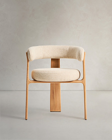 Уличный стул Granite бежевый с ножками из тикового дерева