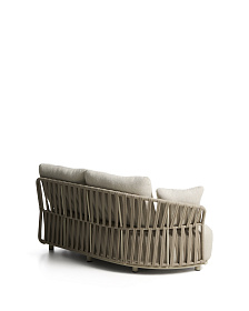 Двухместный модуль уличного дивана Osani из алюминия экрю и веревки цвета таупе 170 см