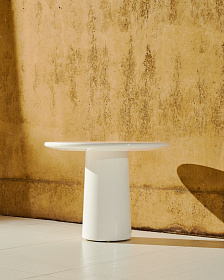 Журнальный столик Albanella из цемента с глянцевой белой отделкой Ø65 см