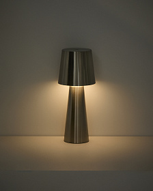 Настольная лампа Arenys большая из металла с блестящей серебристой отделкой