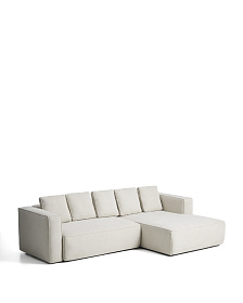 3-местный диван-кровать Marela бежевый шенилл с кушеткой справа 276 см