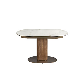 Раздвижной обеденный стол 1165 из ореха и белой керамики