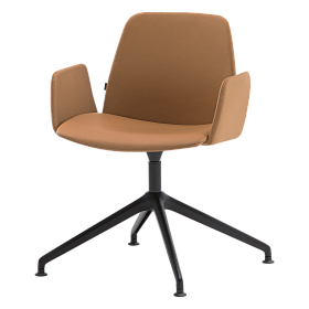 Мягкий стул Unnia с 4-спицевой алюминиевой поворотной основой + обитые подлокотники