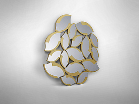 Зеркало Sandal из пластин с золотой отделкой 