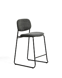 Полубарный стул Meli из серой синели с металлическими ножками, 65 см