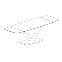 Раздвижной беденный стол TOLEDO закаленное стекло с керамикой, черный металл