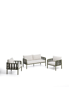 Комплект уличной мебели Omala из зеленого алюминия и веревки