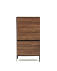 Vedrana Комод с 5 ящиками из орехового шпона со стальными ножками 60 x 114 см