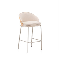 Полубарный стул Eamy бежевая синель, ясеневый шпон и бежевый металл