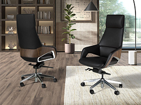 Офисное поворотное кресло 4210 из экокожи черного цвета