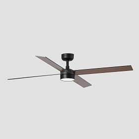 Потолочный вентилятор RUDDER L 4 Ш1320MM черный/орех 4P 18W LED CCT DIM TUYA