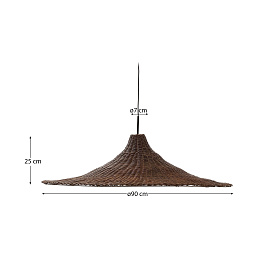Bladia Абажур для подвесного светильника из ротанга с коричневой отделкой Ø90 см
